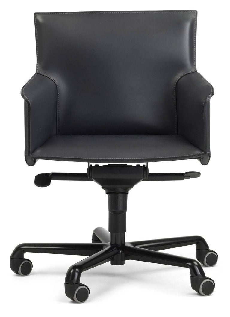 Designer Italian Office Chair leather swivel For Sale at 1stdibs