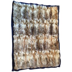 Used Natural Fox Throw Blanket custom size with corduroy seams and silk lining