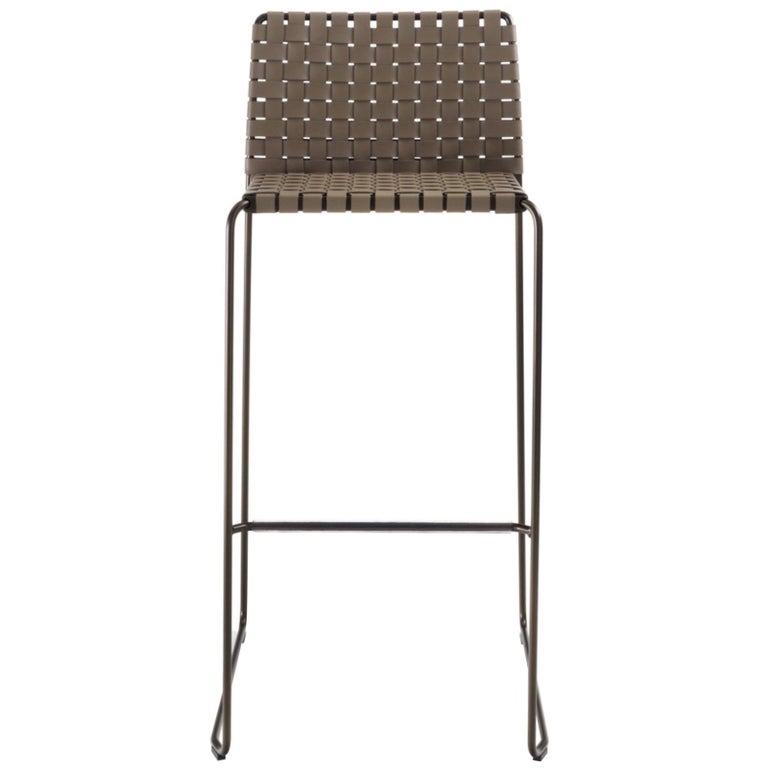 Woven Leather Italian Modern Stool For Sale at 1stdibs