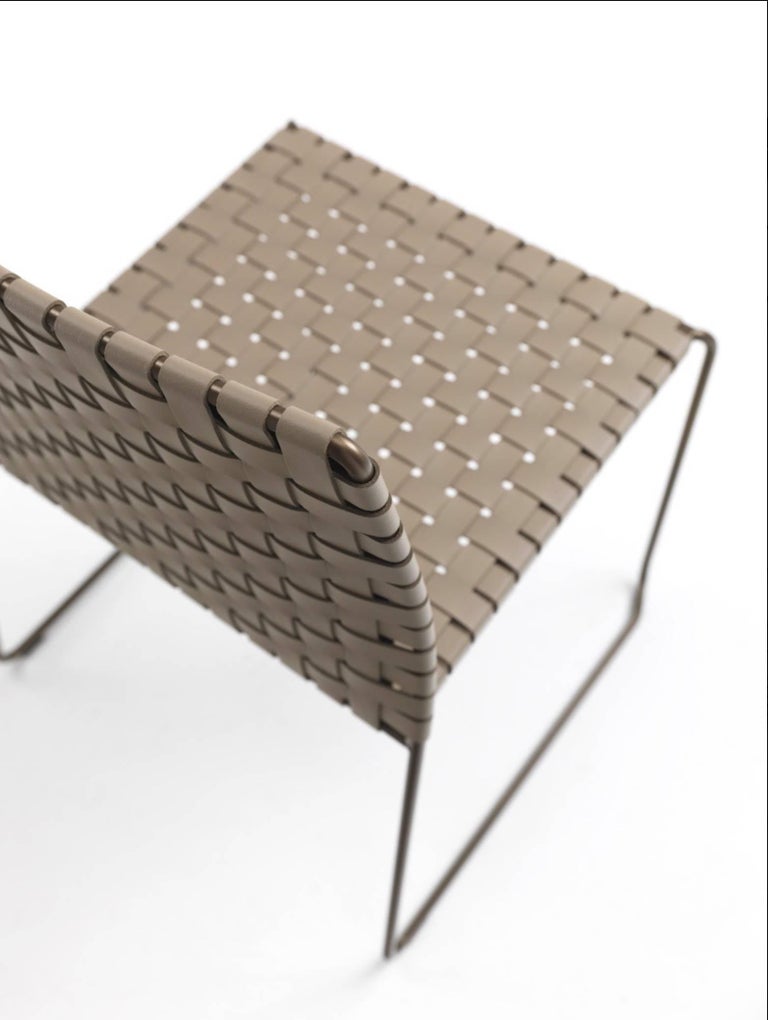 Woven Leather Italian Modern Stool For Sale at 1stdibs