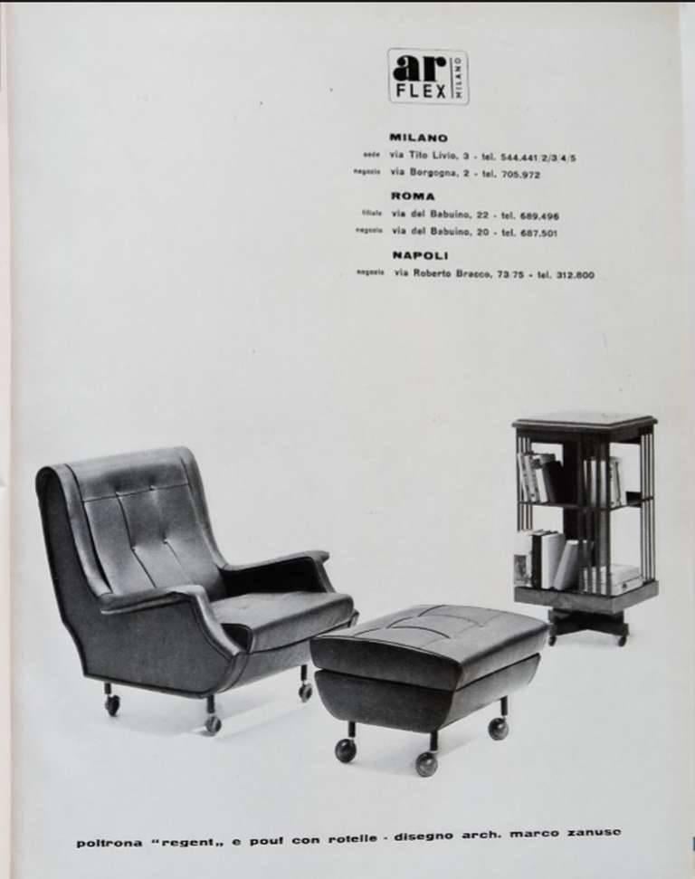Marco Zanuso 'Regent' Lounge Chair, Arflex, Fully Restored Luxe Italian Leather For Sale 3