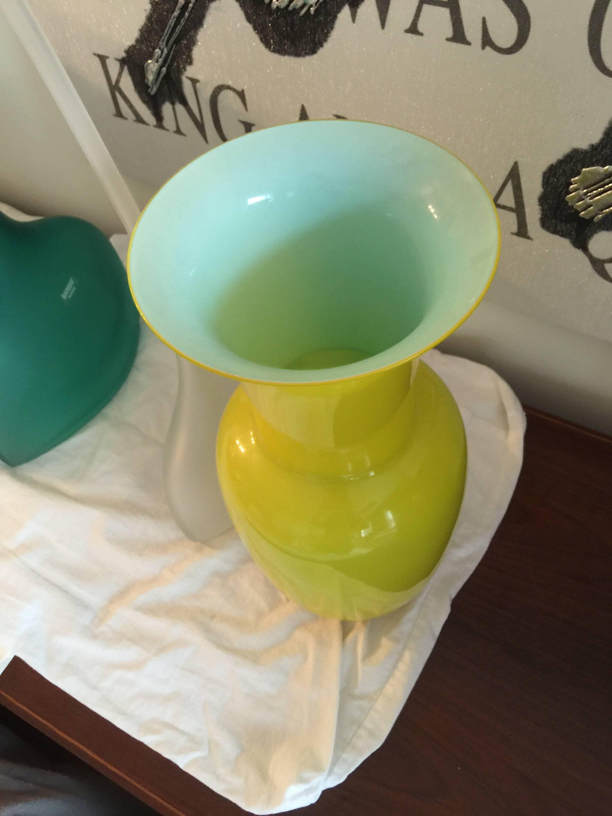 yellow murano glass vase