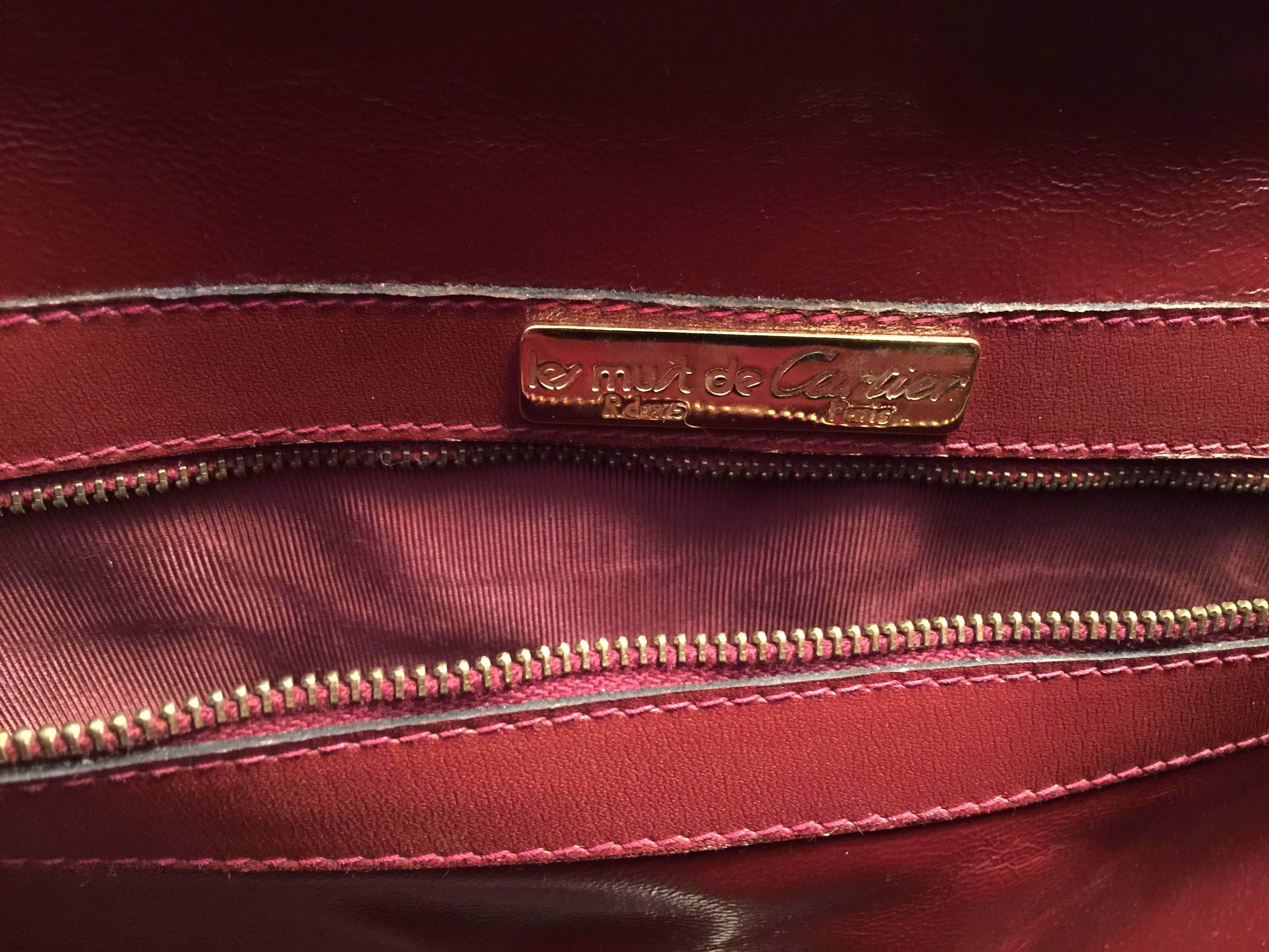 Late 20th Century Authentic Cartier Must De Vintage Suede Leather Bordeaux Luggage Ballet For Sale