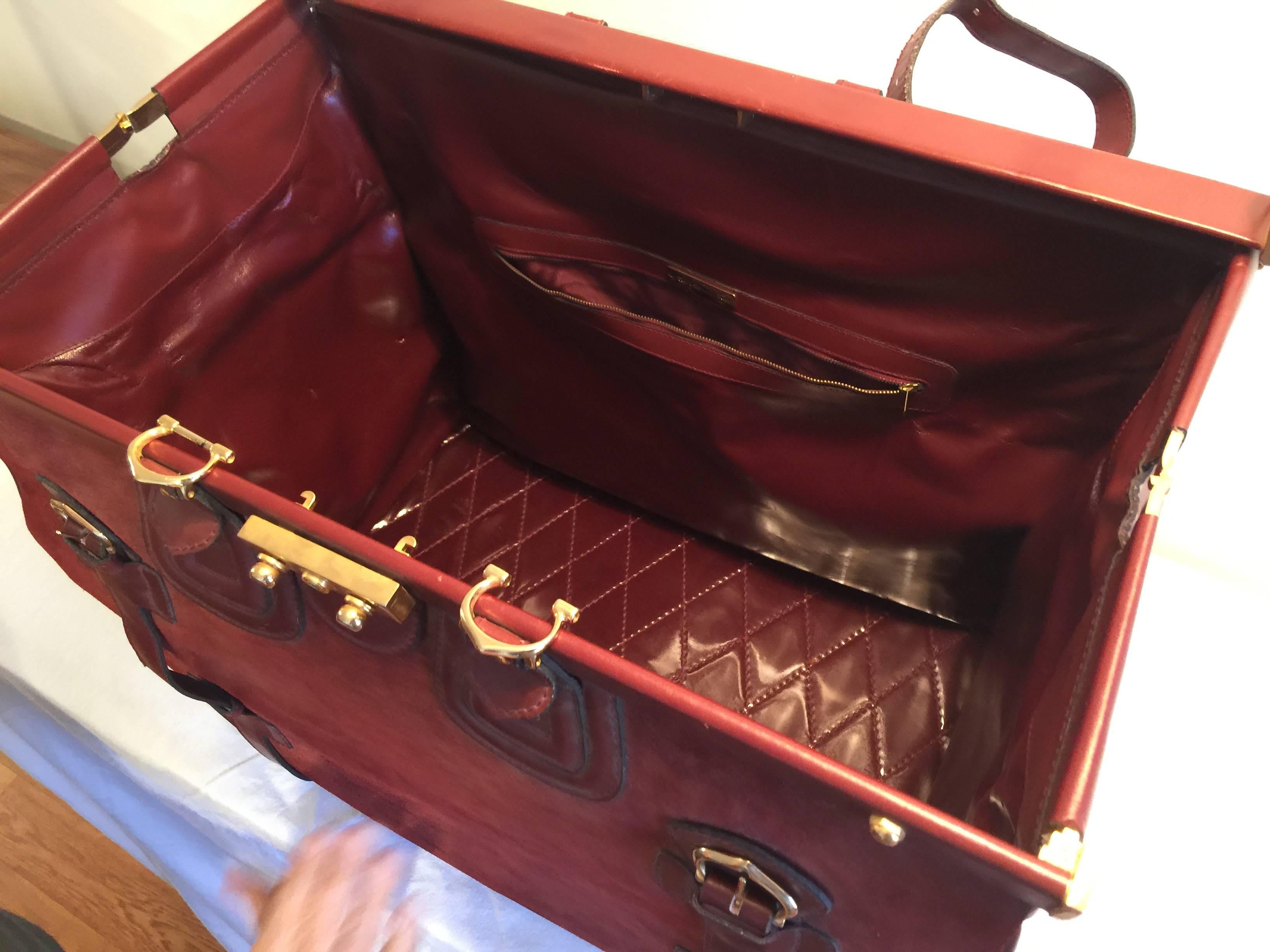 Authentic Cartier Must De Vintage Suede Leather Bordeaux Luggage Ballet For Sale 1