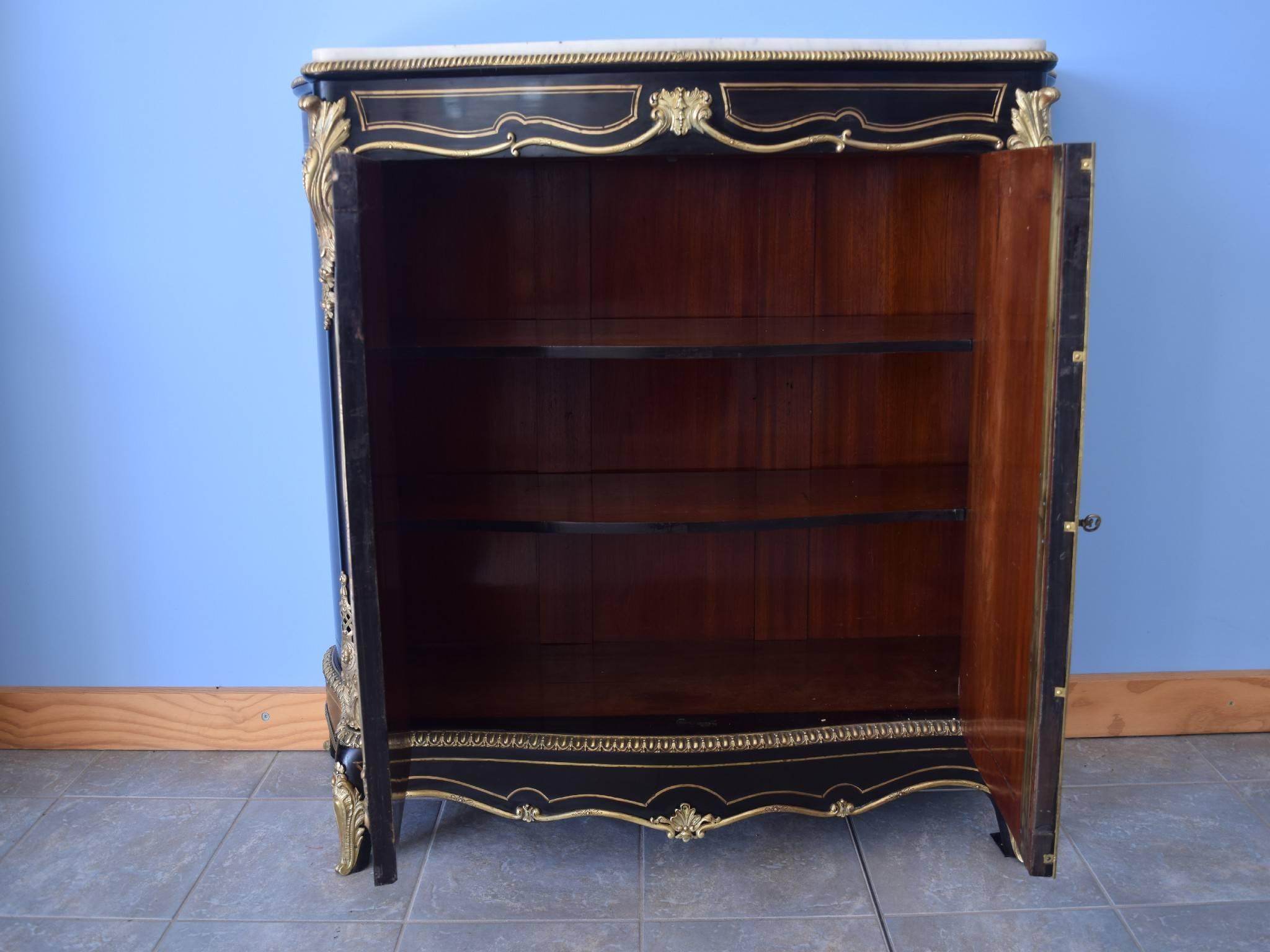 Brass Napoleon III Black Boulle style Cabinet 1870-1880, French