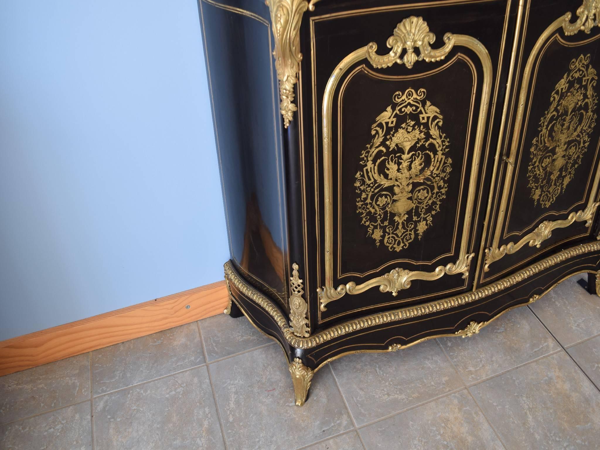 Napoleon III Black Boulle style Cabinet 1870-1880, French 3