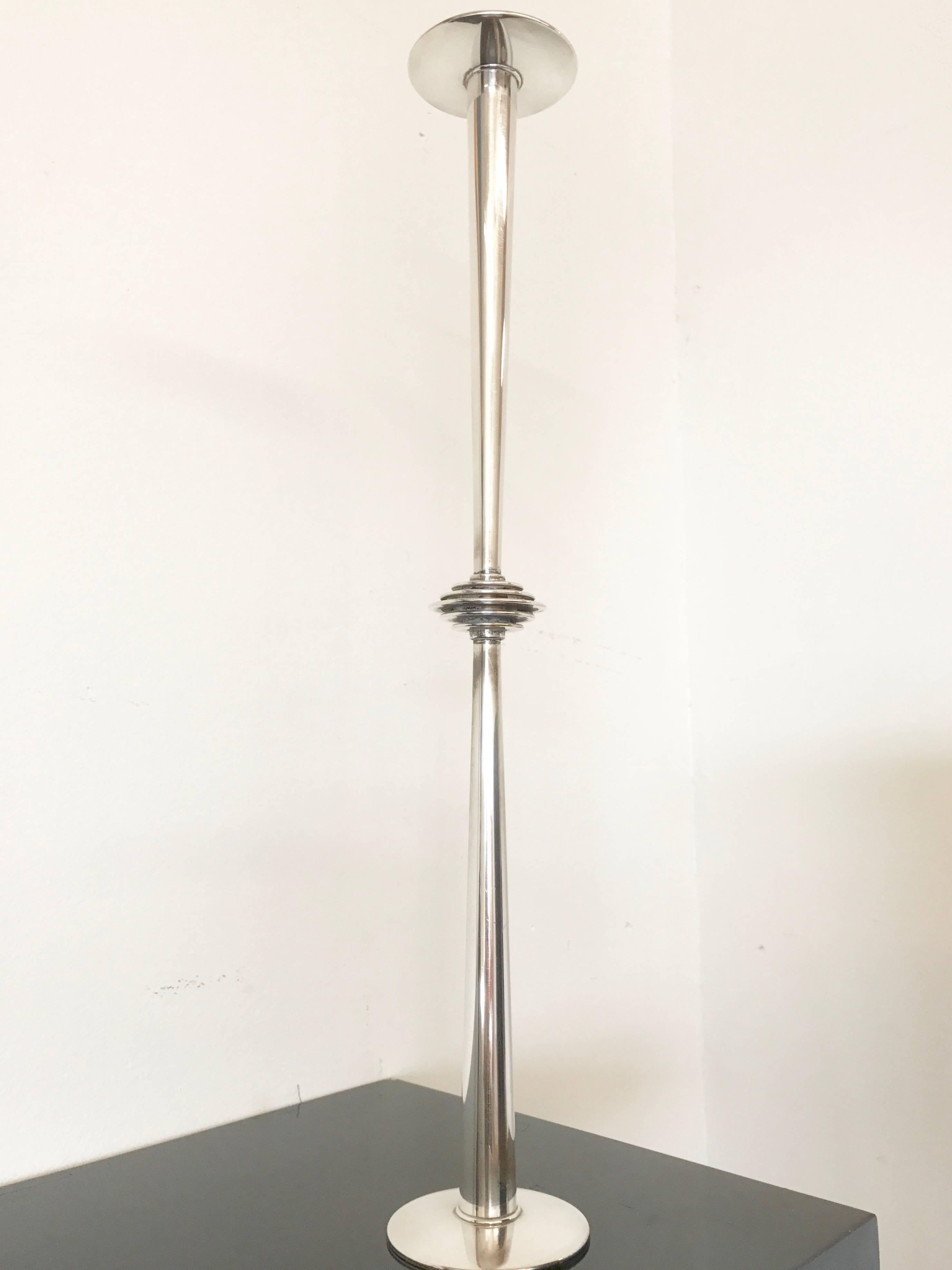 Silver Plated Candleholder by Lino Sabattini, 1970s In Good Condition In Jersey City, NJ