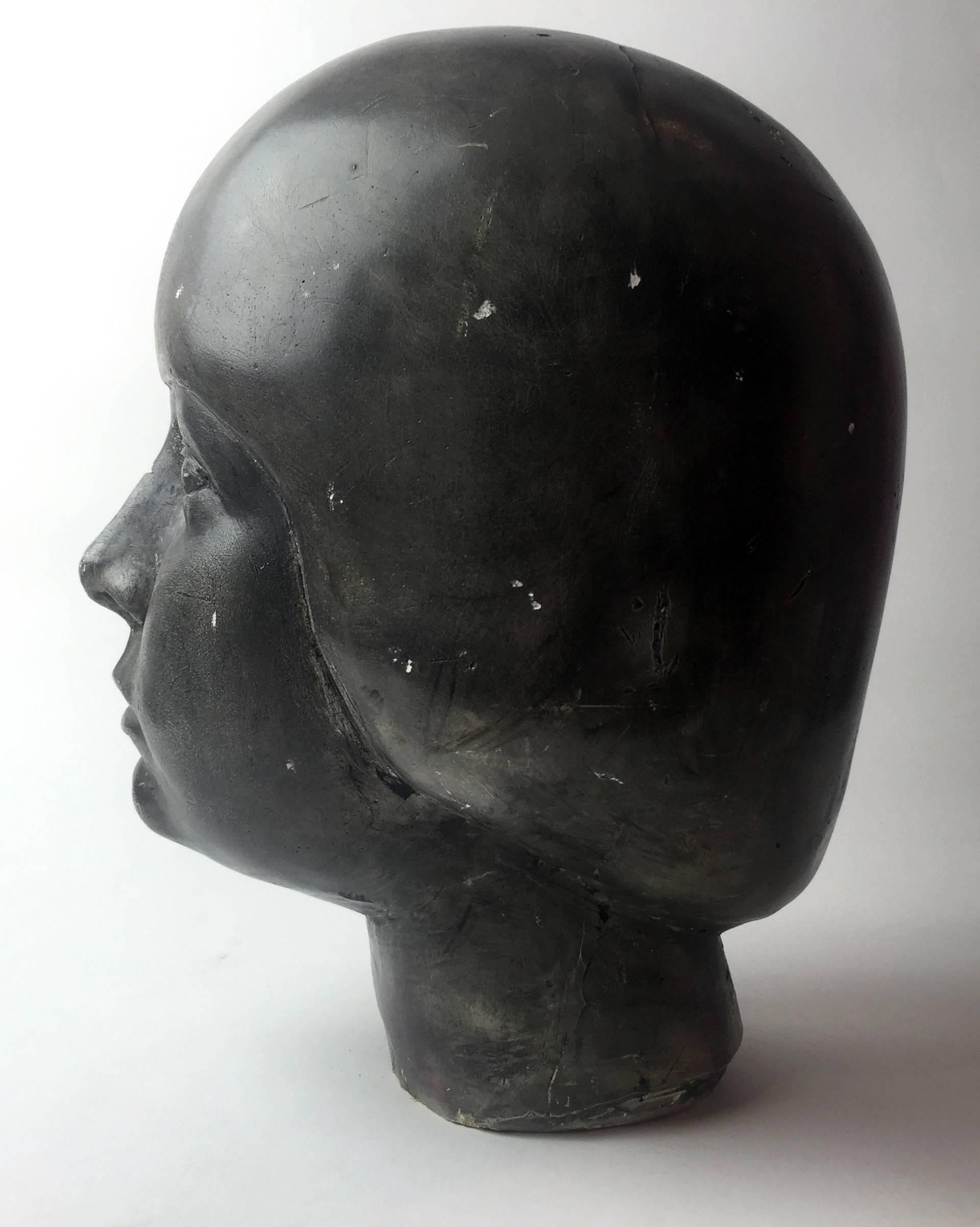 Modern Unique French Plaster Bust Painted, 1960s For Sale