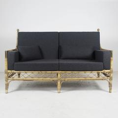 Sofa in Bamboo, Rattan and Golden Brass, 1960