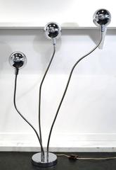 Reggiani Italian Floor Lamp with Three Adjustable Chromed Arms