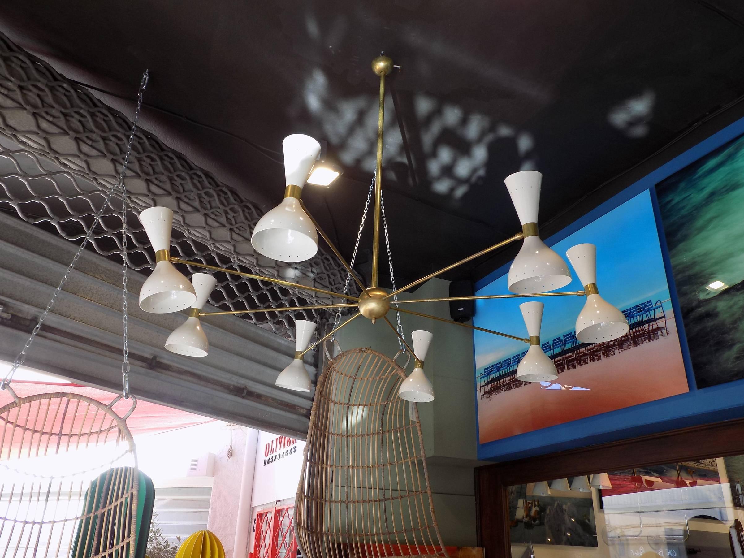 Mid-Century Modern Pair Of  Italian Eight lights Spider Chandelier