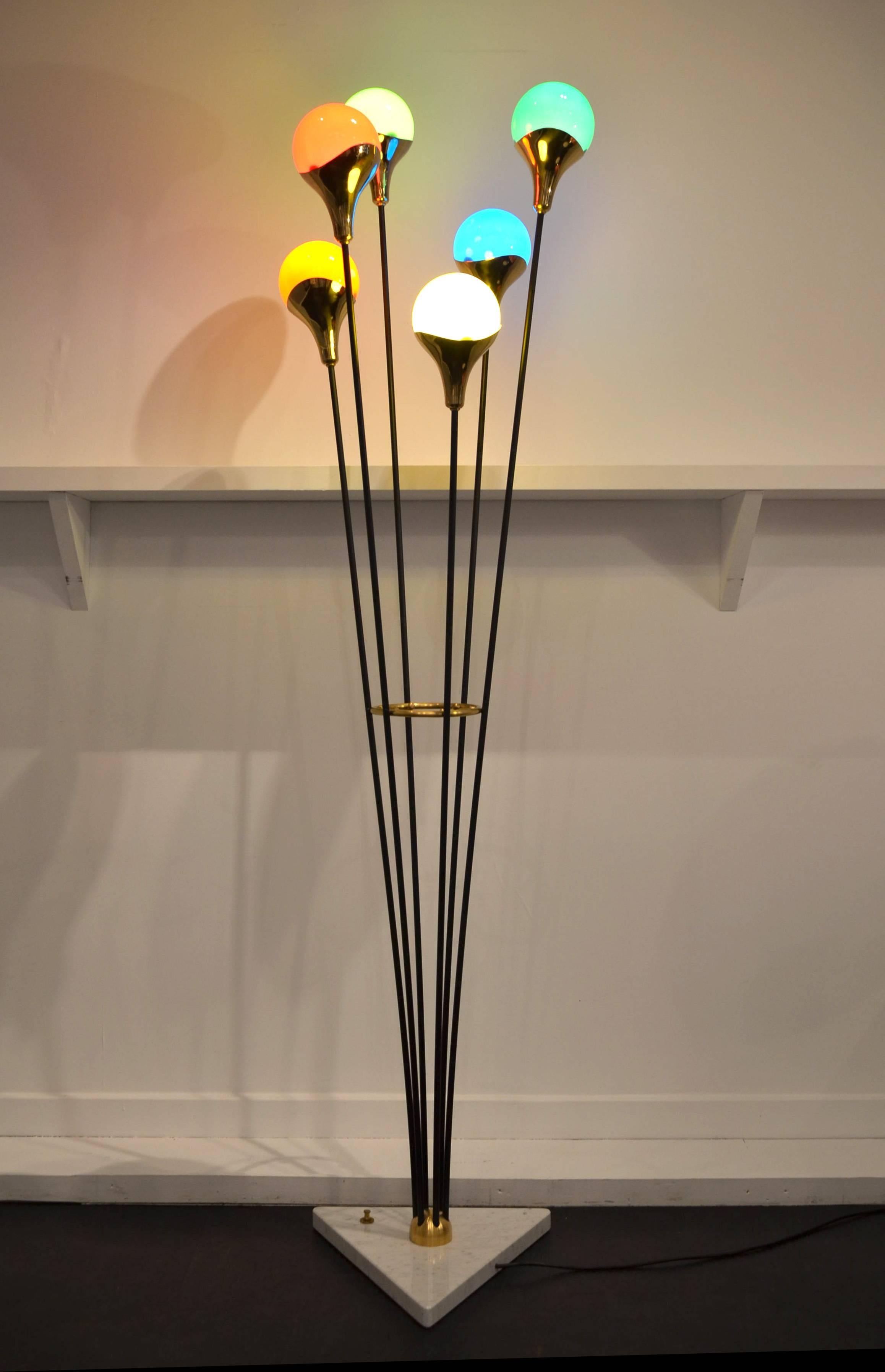 Mid-Century Modern Italian Six colored Globes Floor Lamp 
