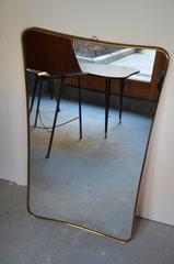 Beautiful Curved Italian Brass Mirror, circa 1960