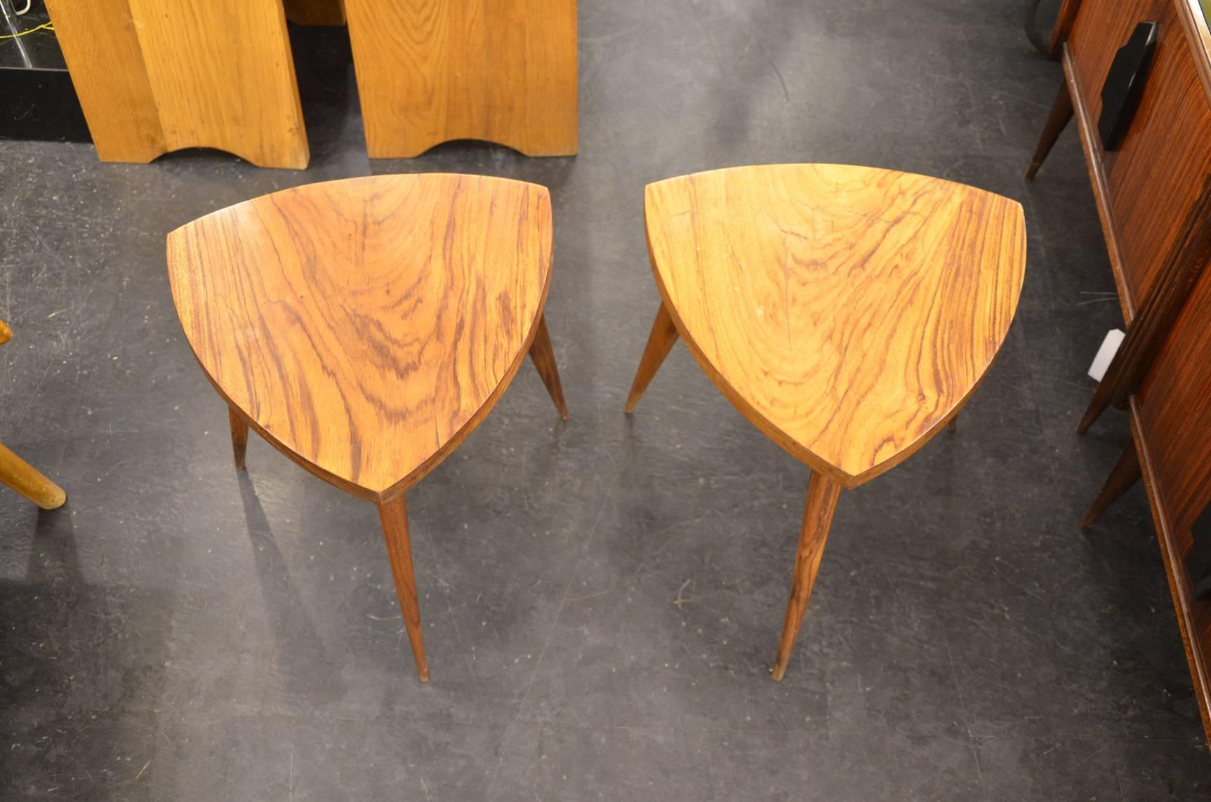 Mid-20th Century Beautiful Pair of Italian End Tables in Rosewood, circa 1960 For Sale