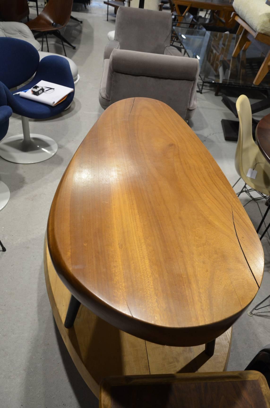 Mid-Century Modern Beautiful Mahogany Cocktail Table in the Style of Charlotte Perriand For Sale