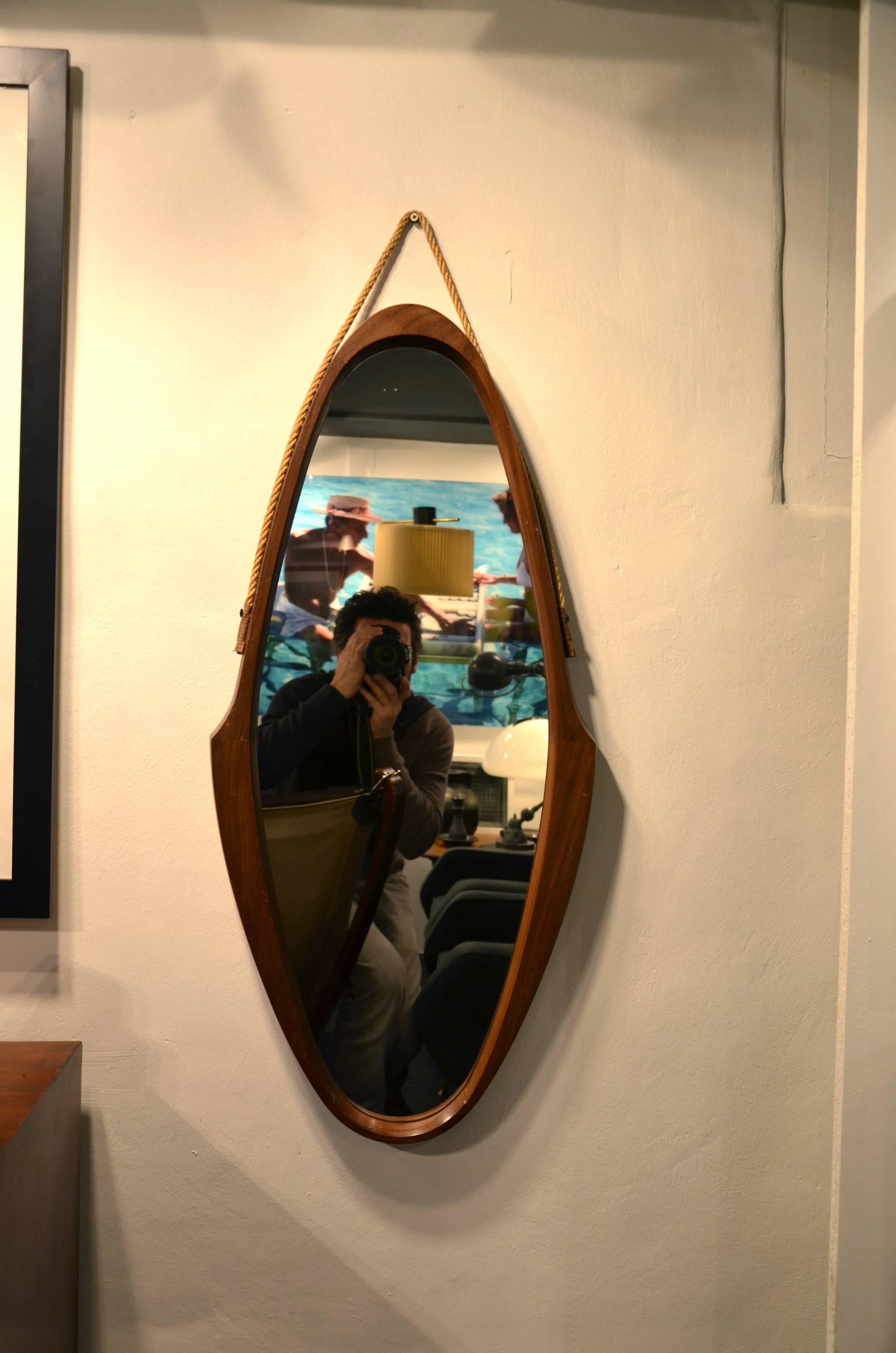 Mid-Century Modern Beautiful Wood Mirror in the Taste of Paolo Buffa Italy, circa1960 For Sale