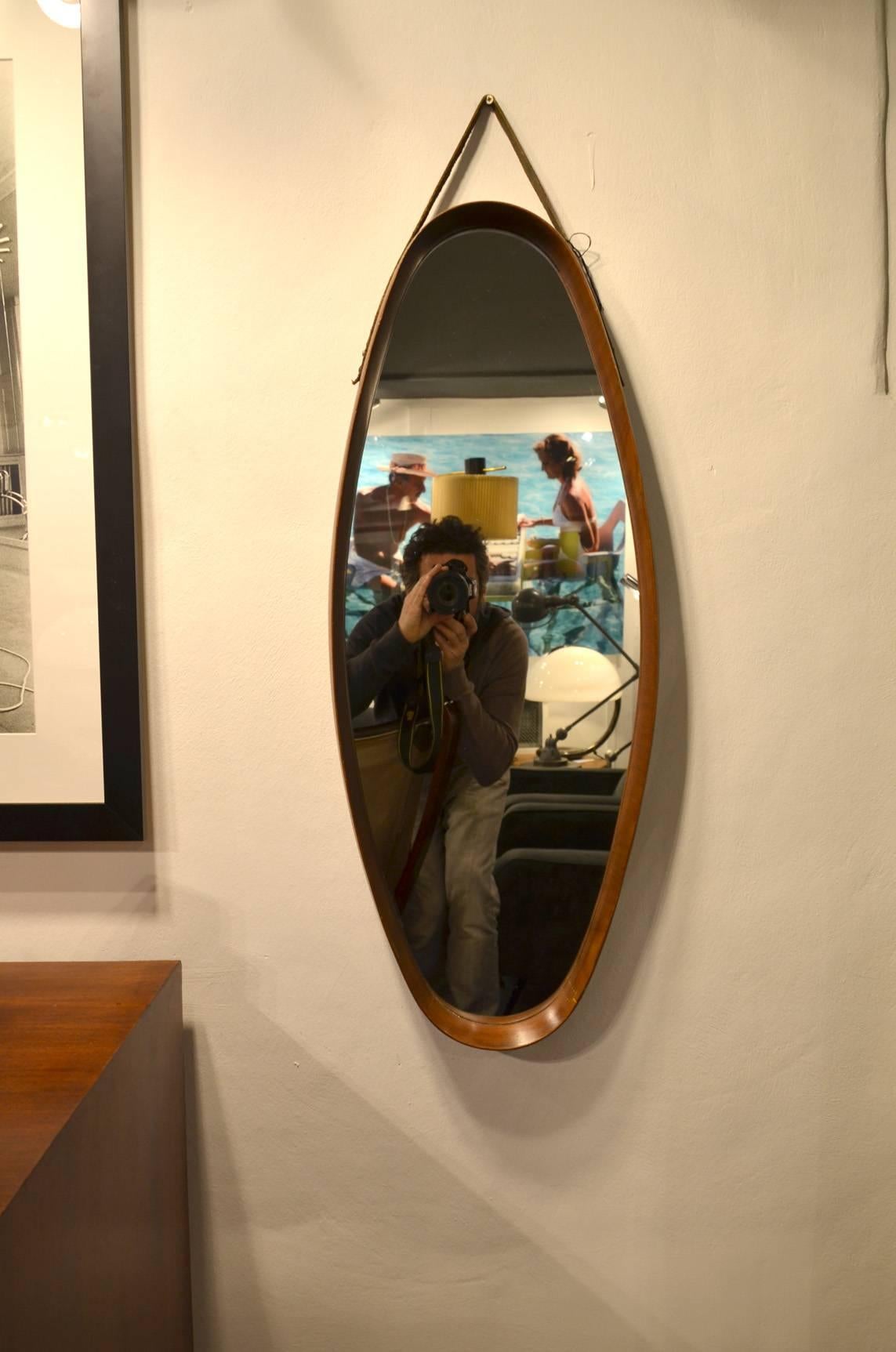 Mid-Century Modern Beautiful Wood Mirror in the Taste of Paolo Buffa, Italy, circa 1960 For Sale