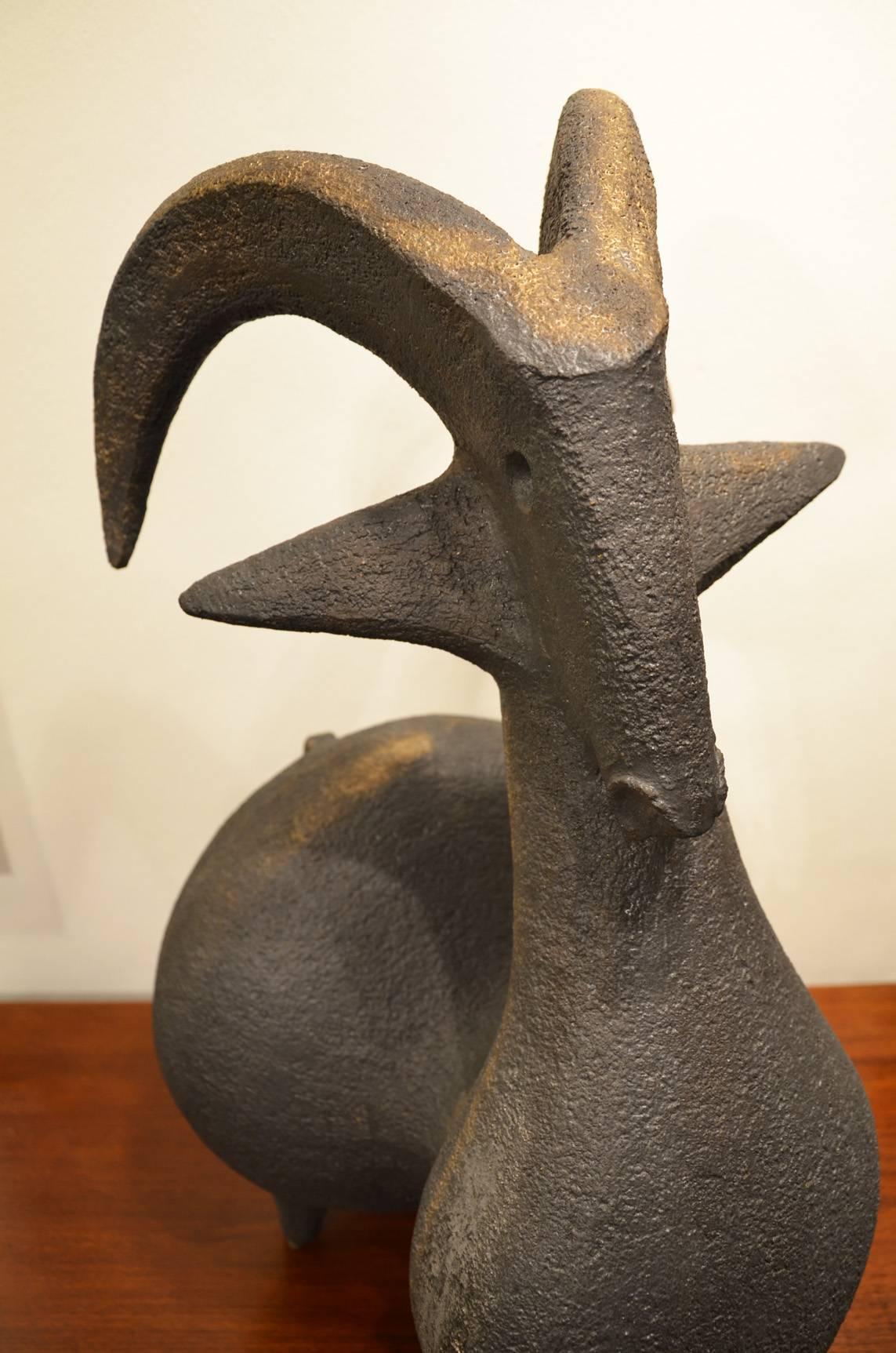 Beautiful Dominique Pouchain goat ceramic sculpture. In excellent condition.