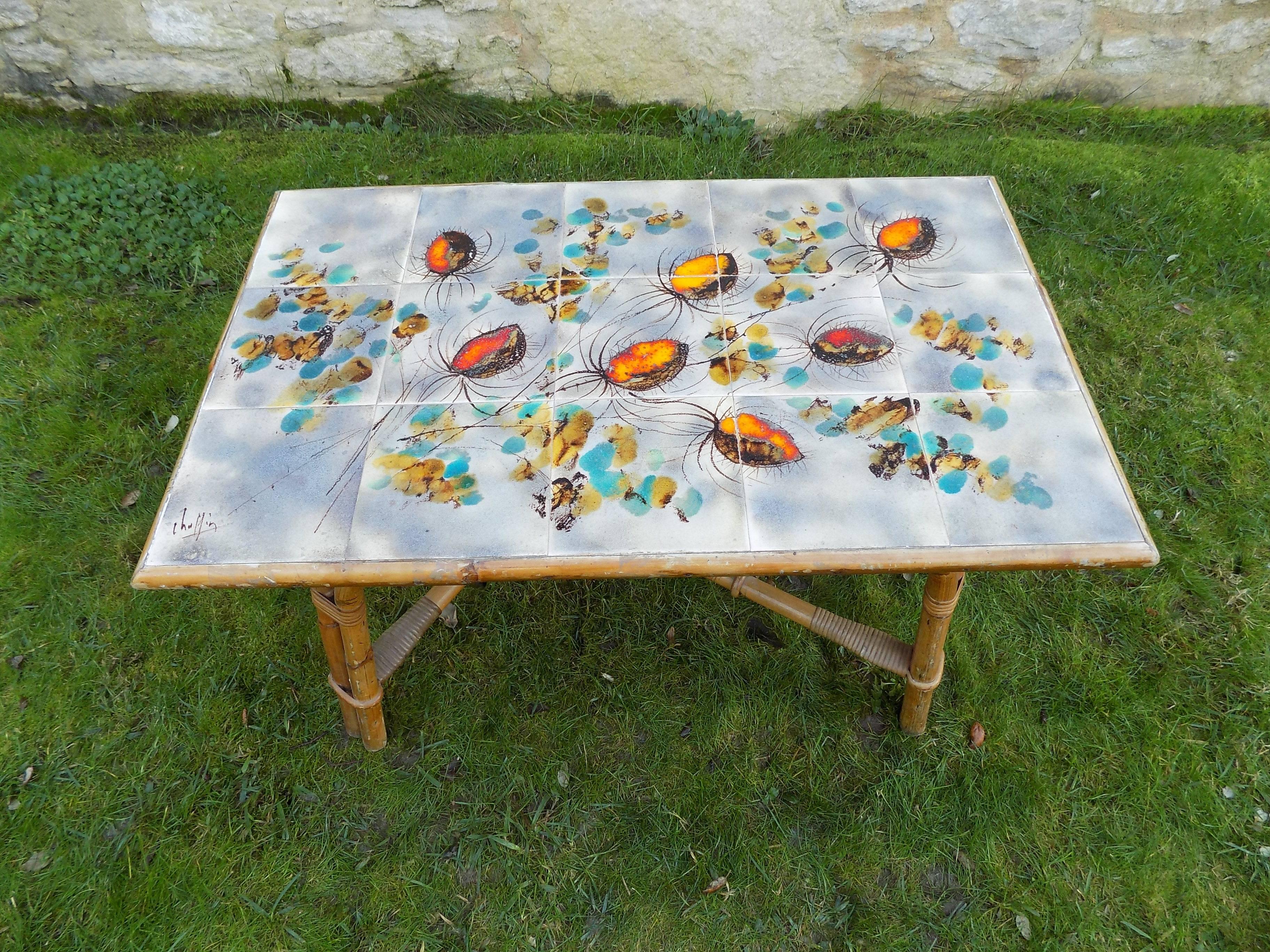Beautiful Coffee Table by Audoux Minet, circa 1960 In Excellent Condition For Sale In Megeve, FR