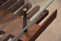 Beautiful coffee table, glass, wood and brass