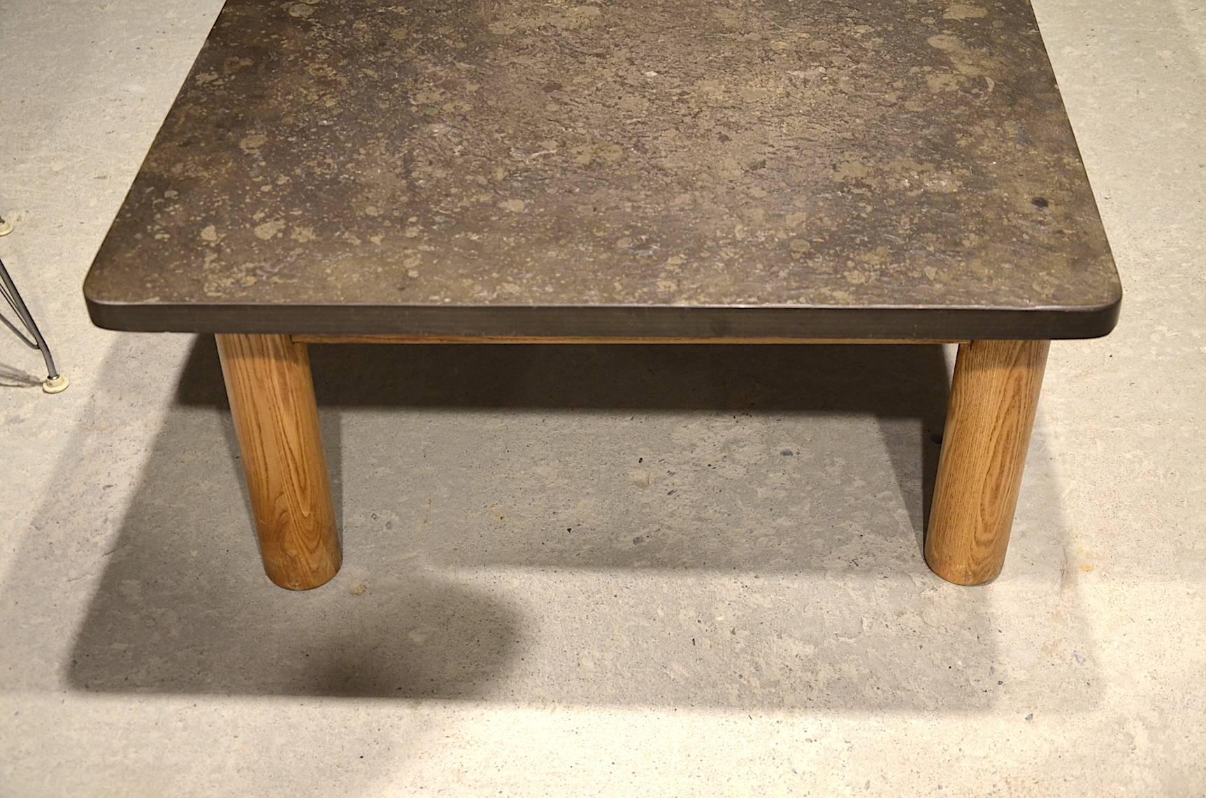 20th Century Beautiful Wood and Slate Coffee Table For Sale