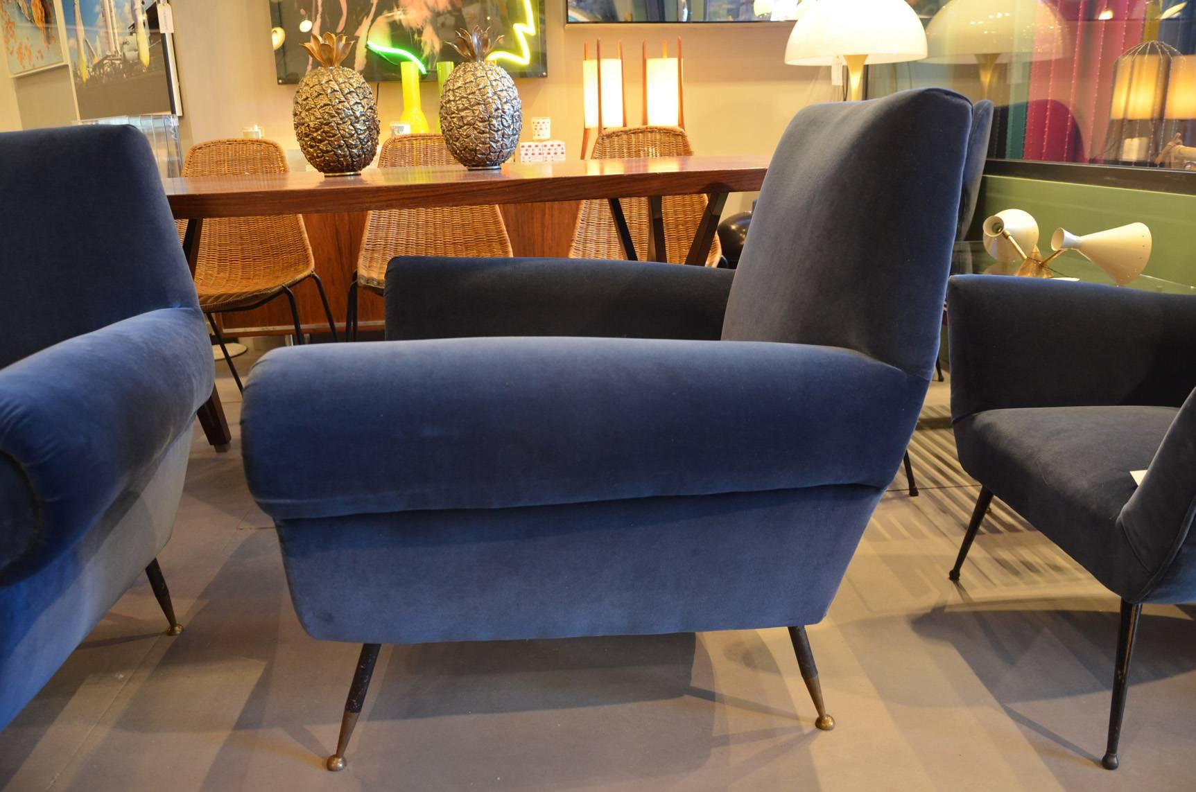 Beautiful pair of Gigi Radice reupholstered armchairs, circa 1960. In perfect condition.