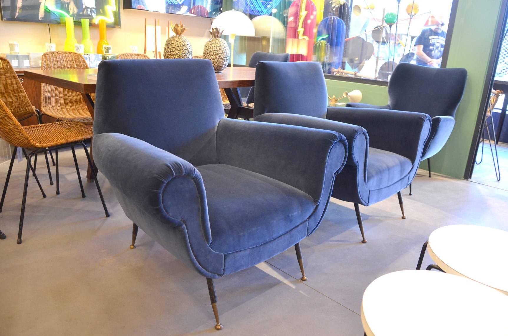 Beautiful Pair of Gigi Radice Reupholstered Armchairs, circa 1960 In Excellent Condition For Sale In Megeve, FR