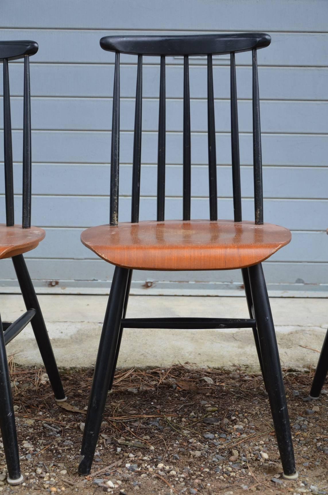 Beautiful set of four Tapiovaara chairs in good condition.