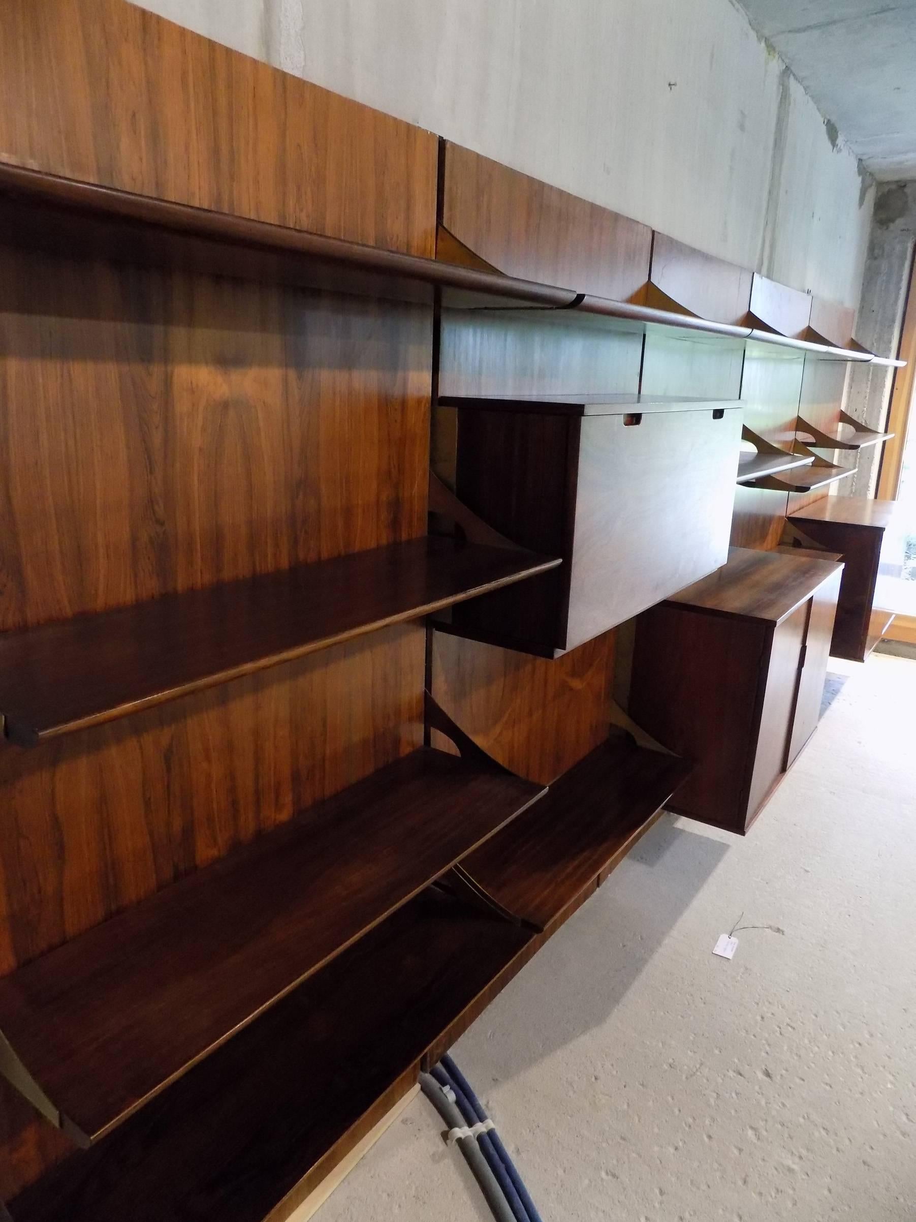 Awesome 1960 Brass and Rosewood Library In Good Condition In Megeve, FR