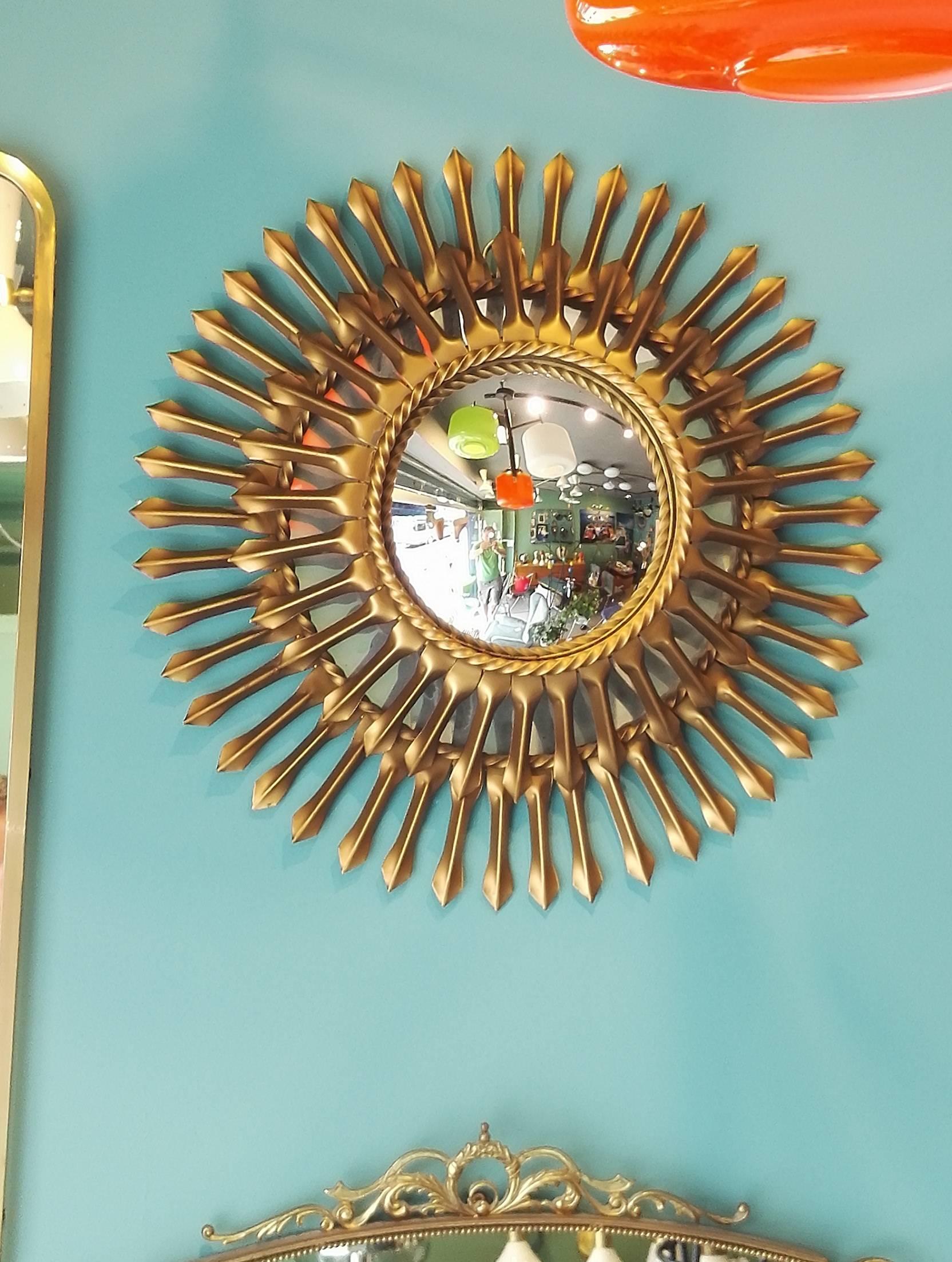 Fantastic brass Chaty Vallauris sunburst mirror in excellent condition.