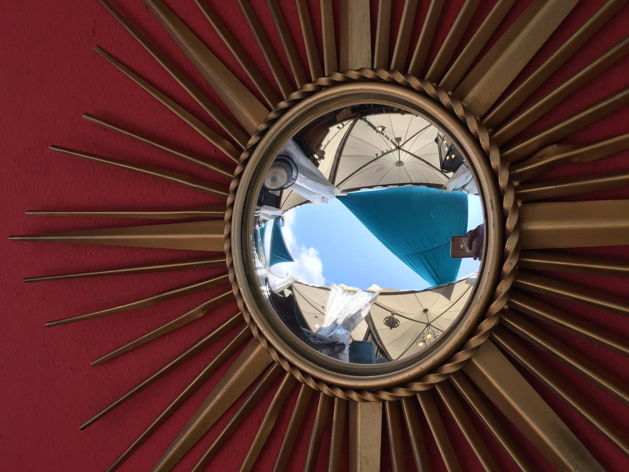 Chaty Vallauris sunburst mirror, circa 1960. Good condition.