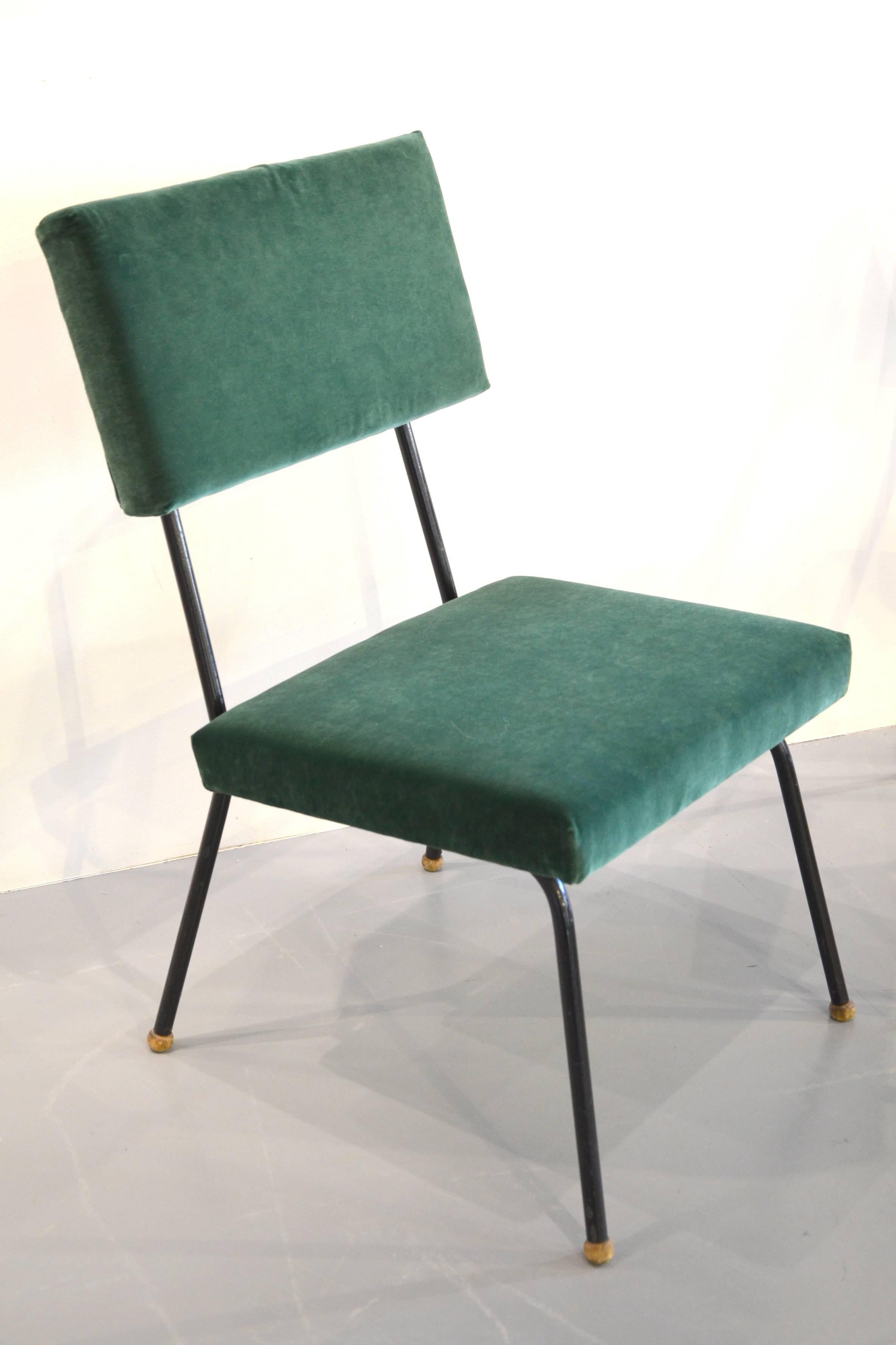 Mid-Century Modern Set of Two Reupholstered Low Chairs, circa 1960 For Sale