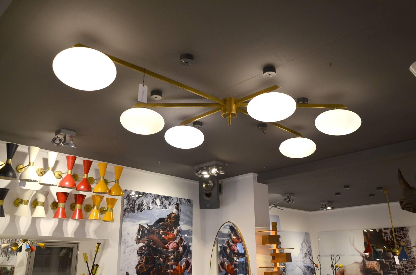 Italian Angelo Lelli Style Ceiling Light In Excellent Condition In Megeve, FR