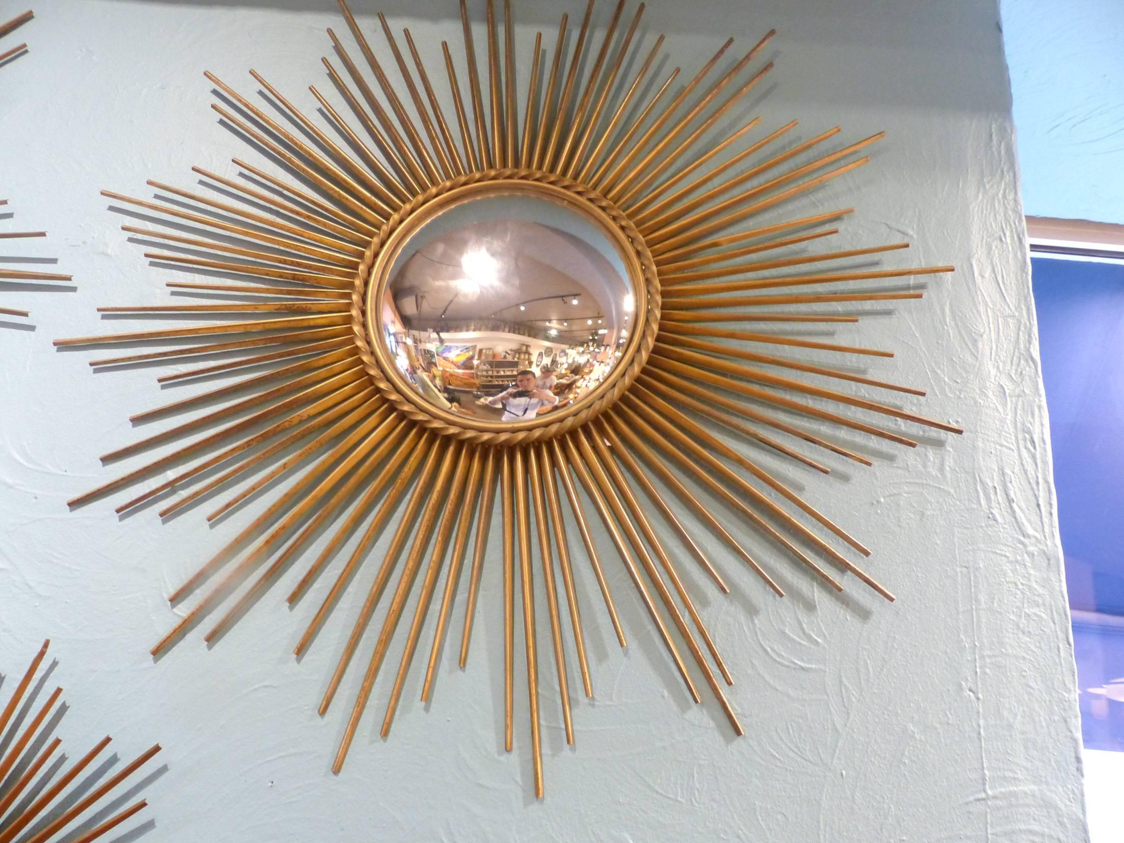 Beautiful Chaty Vallauris sunburst mirror, circa 1960.