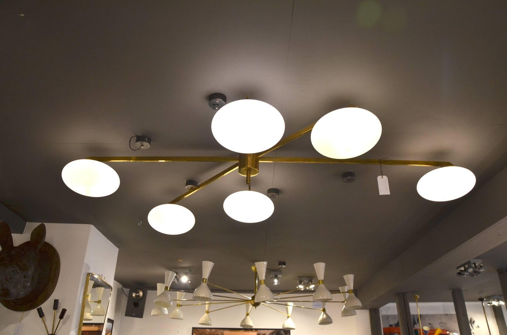 Mid-Century Modern Beautiful Italian Angelo Lelli Style Ceiling Light