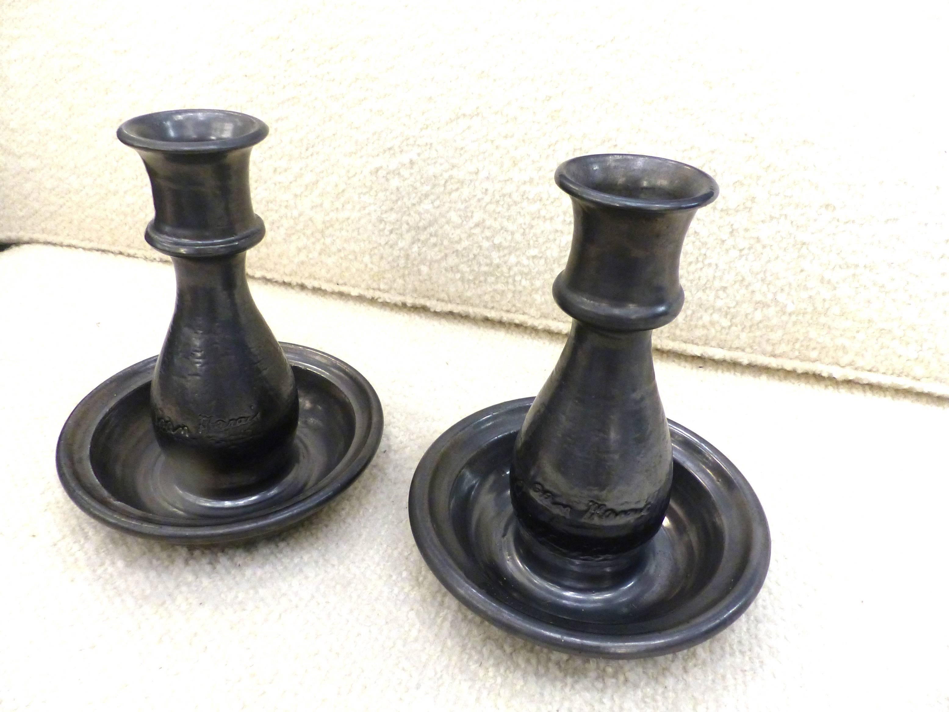 Beautiful Pair of Jean Marais Candlestick, circa 1960 In Excellent Condition In Megeve, FR
