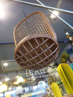 Beautiful Italian Suspended Wicker Armchair, circa 1960