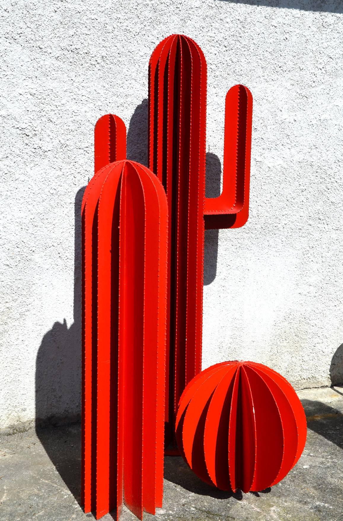 Other Huge Set of Three-Pieces Steel Cactus Designed by French Designer FD63
