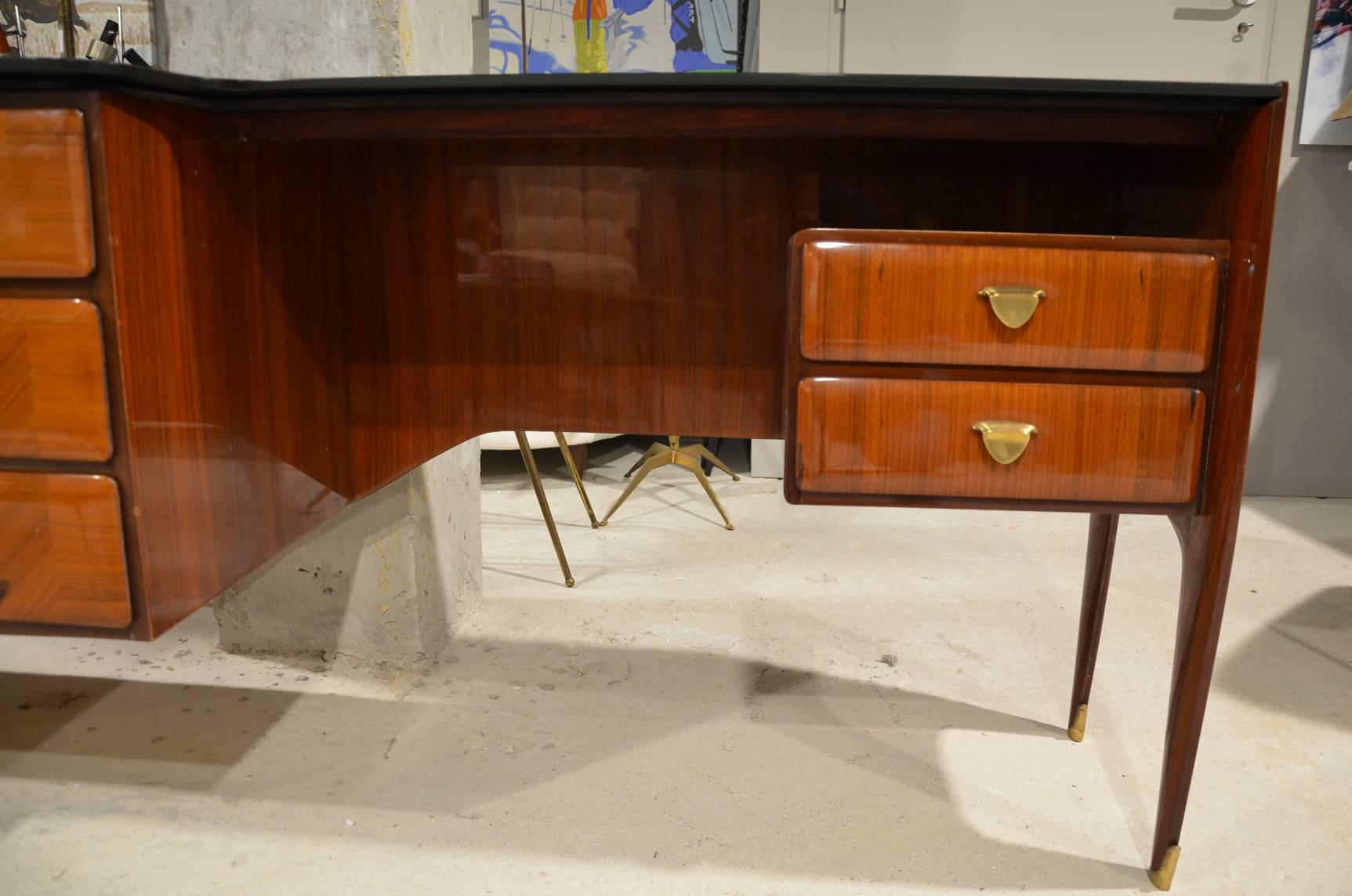 Mid-20th Century Fantastic Italian Desk or Sideborad in the Taste of Gio Ponti, circa 1960 For Sale