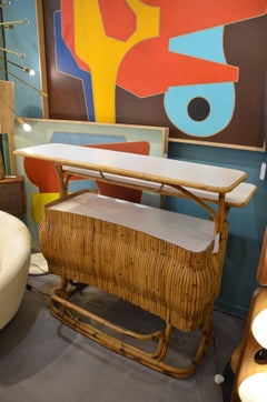 Fantastic Italian Wicker and Formica Bar, circa 1960