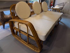 Fantastic Reupholstered Italian Bonacina Wicker Sofa, circa 1960