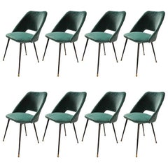 Fantastic Set of Eight Italian Reupholstered Chairs, circa 1960