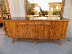 Fantastic Adrien Audoux and Frida Minet Wicker Sideboard, circa 1960