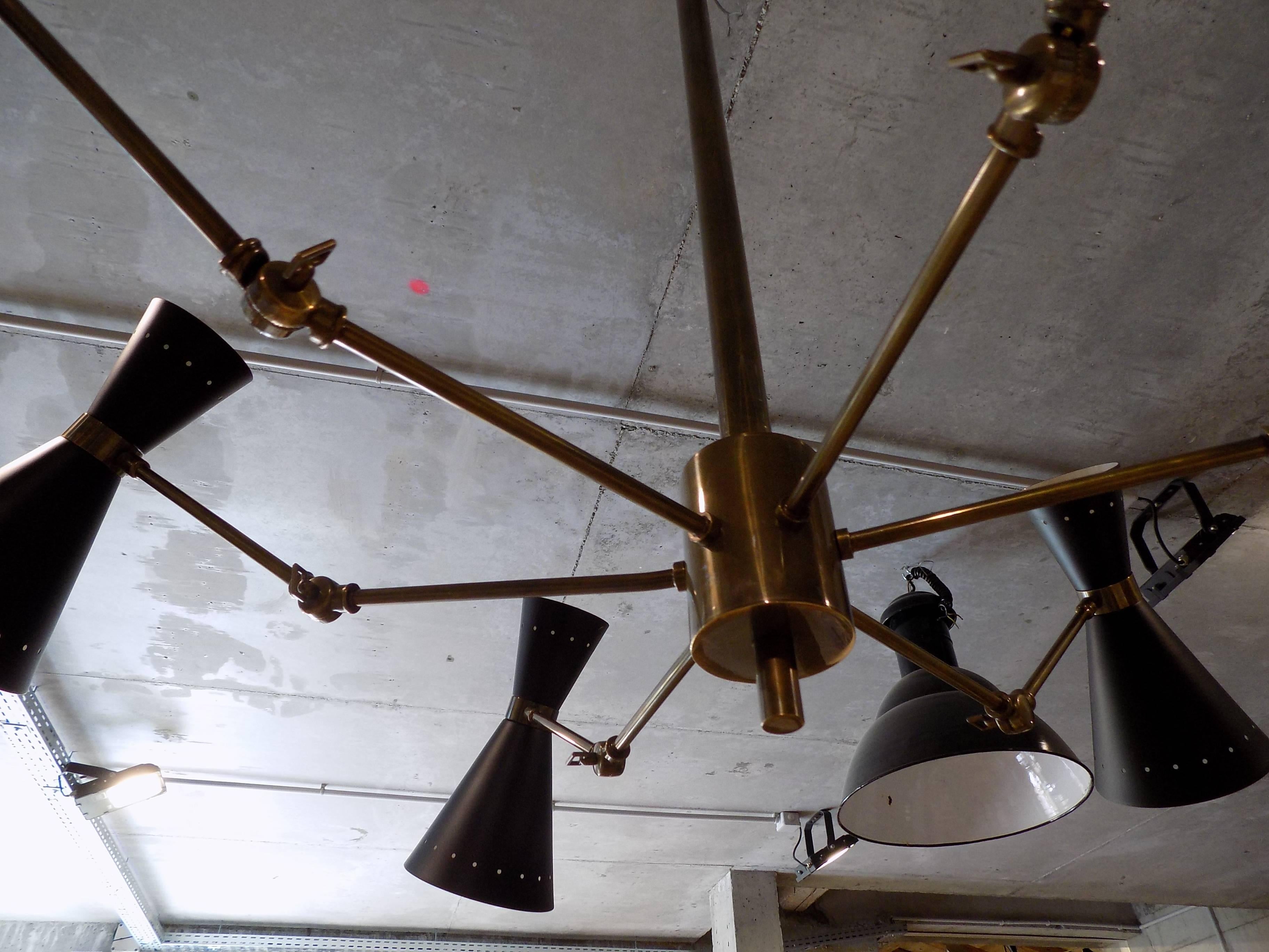 Mid-Century Modern Italian Articulated Arms Chandelier  For Sale