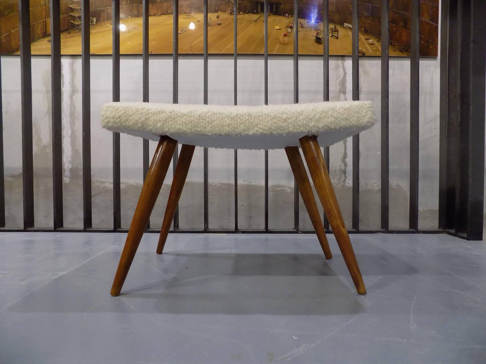 Beautiful pair of reupholstered Italian stools, circa 1960.