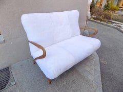 Beautiful Italian sofa by Gugliermo Ulrich, reupholstered in a Sheep Fur