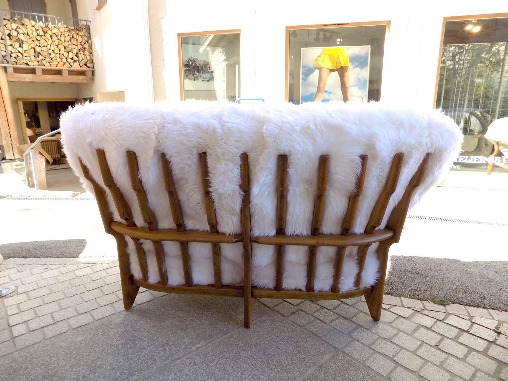 French Beautiful Guillerme et Chambron Reupholstered sofa, circa 1960 For Sale