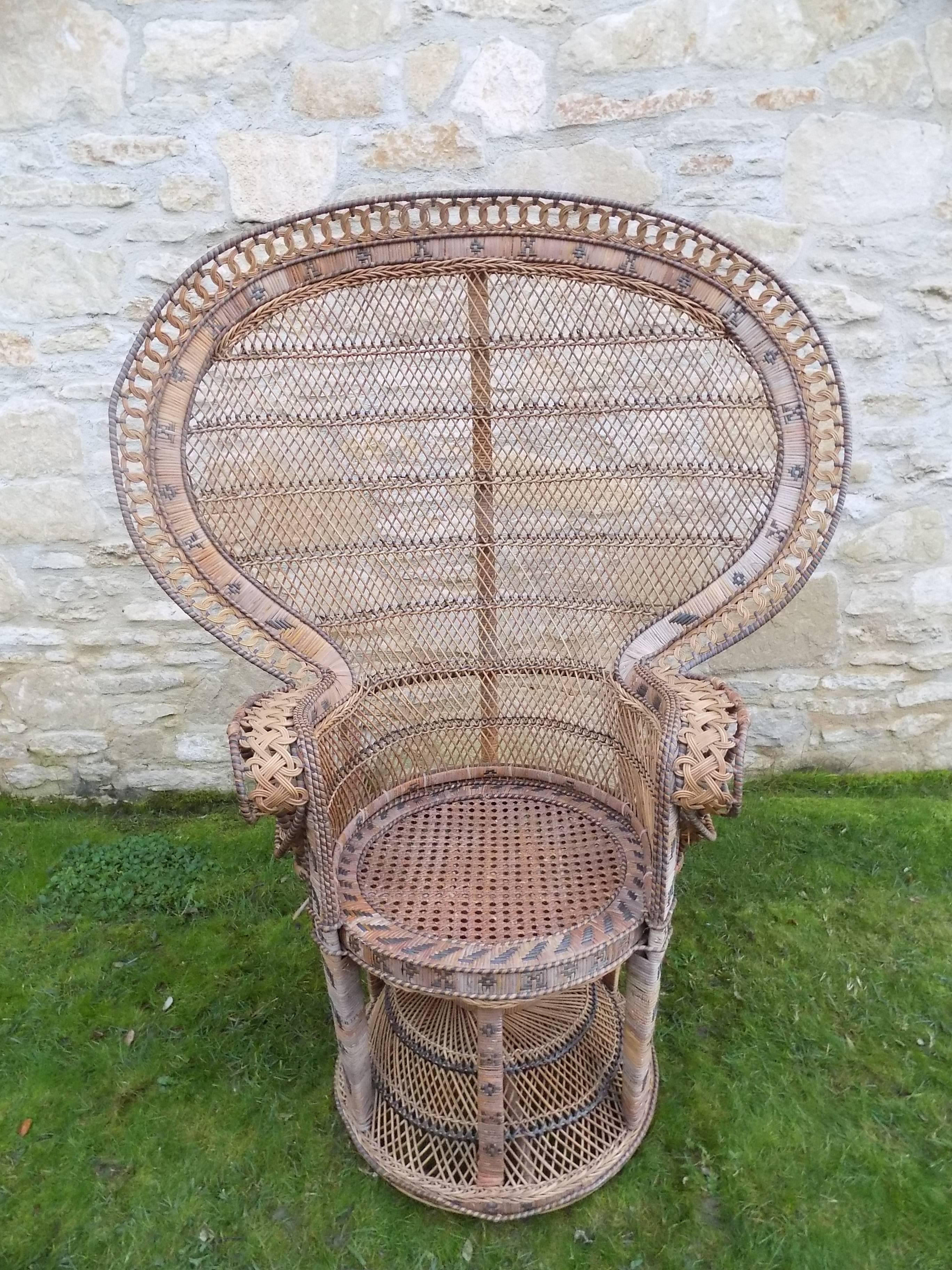 Beautiful Wicker Armchair, circa 1960 In Excellent Condition In Megeve, FR