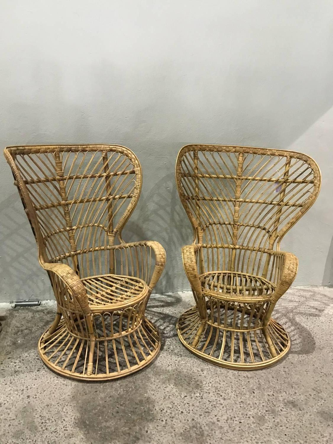 Mid-Century Modern Fantastic Gio Ponti and Lio Carminati Wicker Armchairs, circa 1960 For Sale