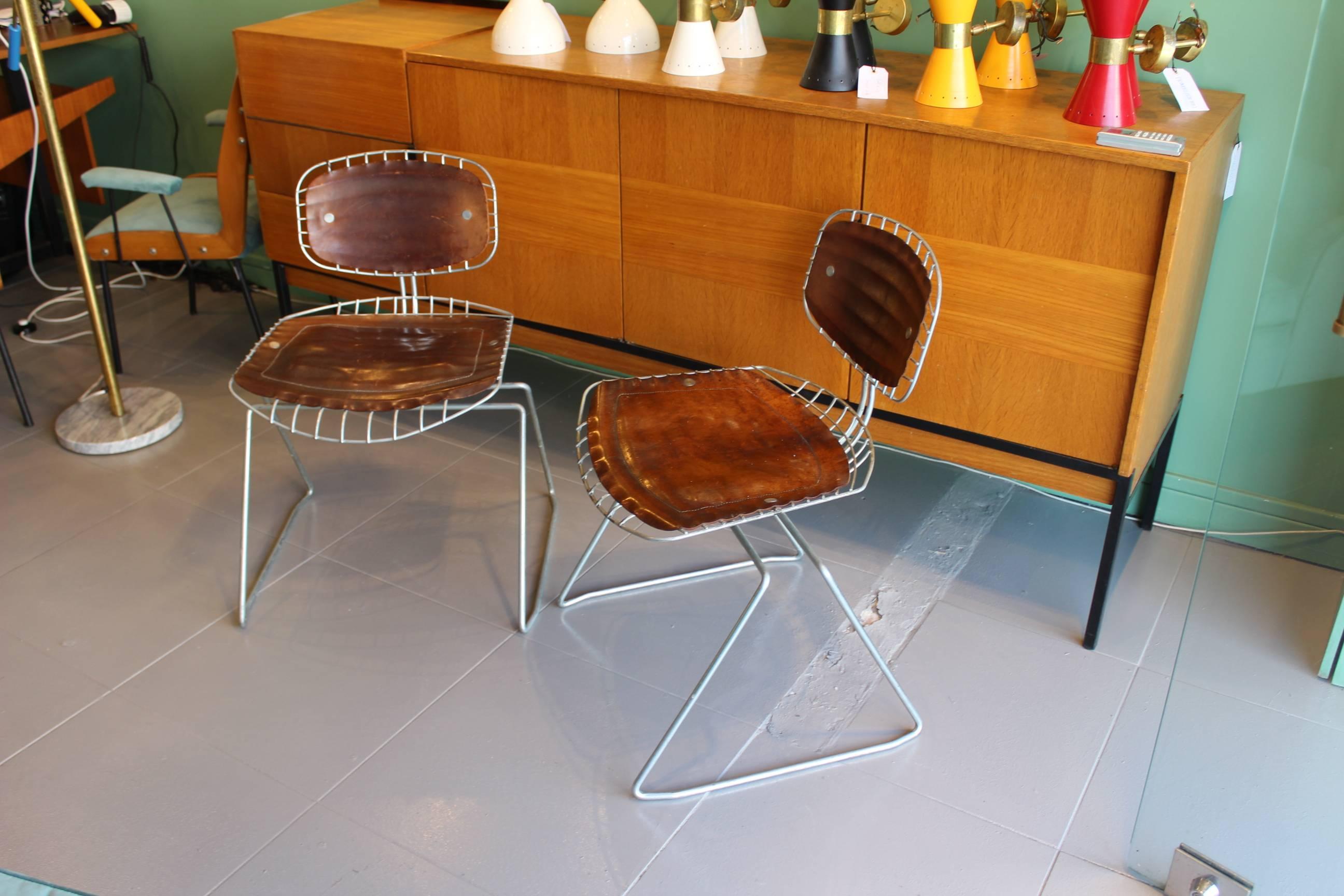 Leather Fantastic Pair of Michel Cadestin Beaubourg Chairs, circa 1970
